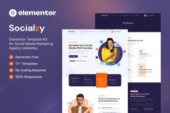 Socialzy - Sosyal Medya Pazarlama Ajansı Elementor Şablon Seti